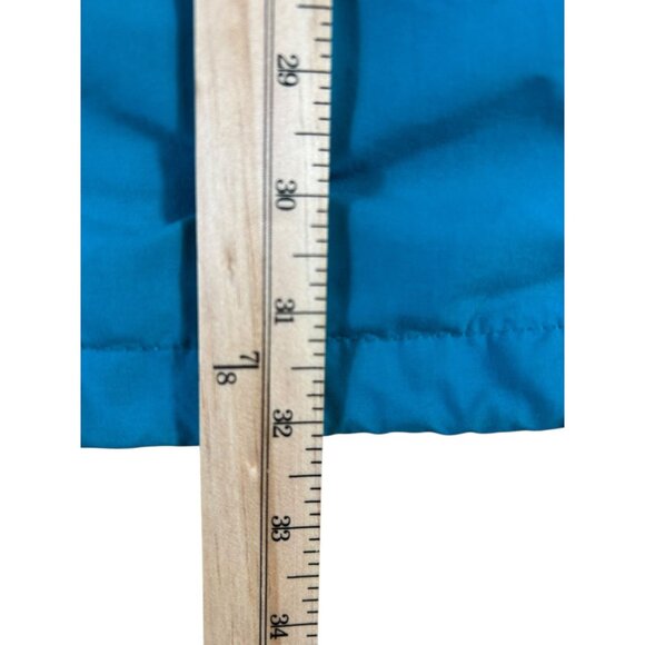 VTG Patagonia Long Jacket Full Zip Turquoise Adult Sz Large Hood Zip Pockets - Picture 7 of 15